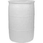 55 Gallon Natural Tight Head Plastic Drum, UN Rated, 2" NPS & 2" Buttress Fittings