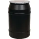 55 Gallon Black Plastic Drum, UN Rated, Cover w/Metal Lever Lock