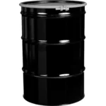 55 Gallon Steel Drum, Black, UN Rated, Unlined, 20GA, Cover wBolt Ring