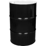 55 Gallon Black Tight Head Steel Drum, UN Rated, 2" & 3/4" Fittings, Buna Gasket, Unlined