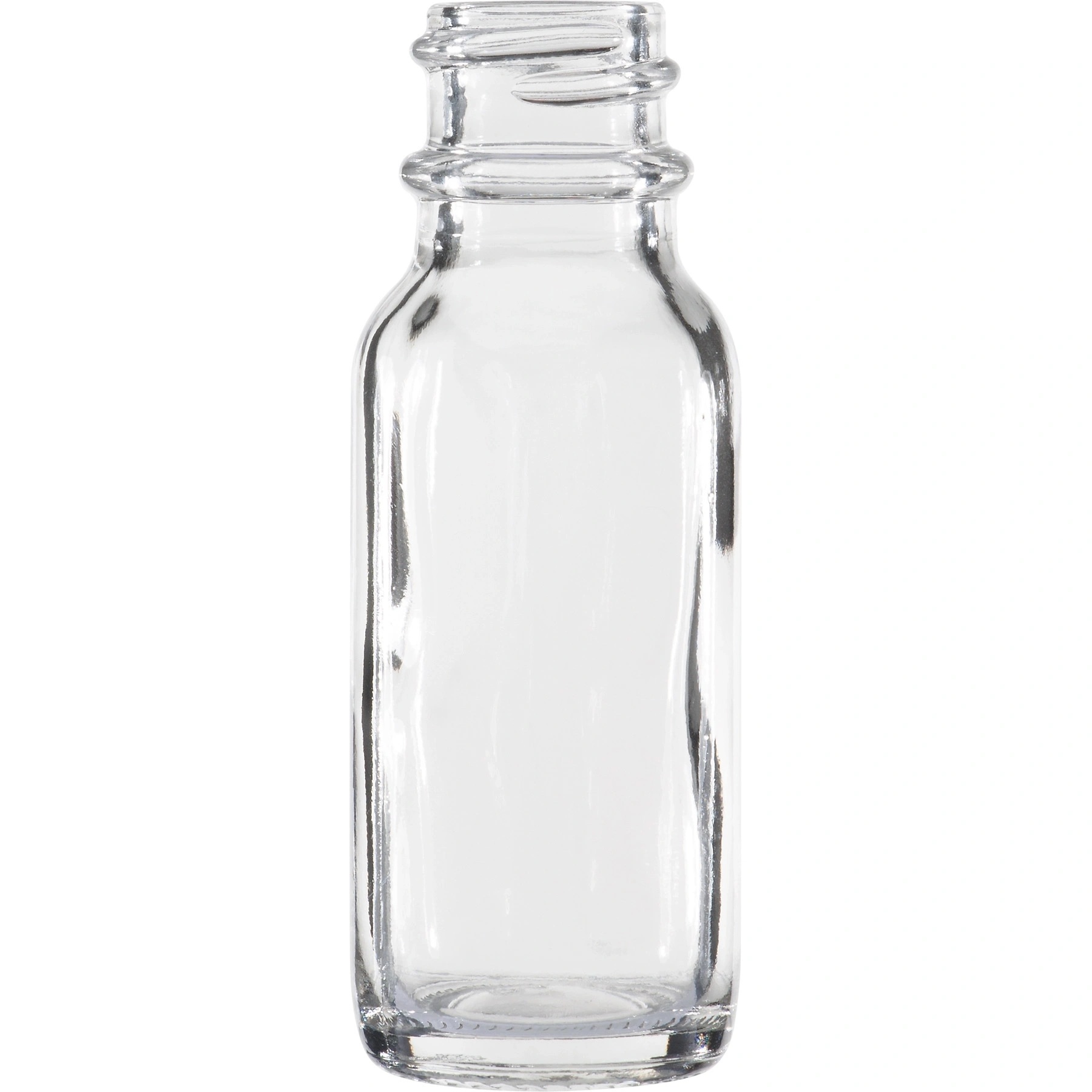 F1 1/2 oz. Clear Boston Round Glass Bottle, 18mm 18-400 - Image 1