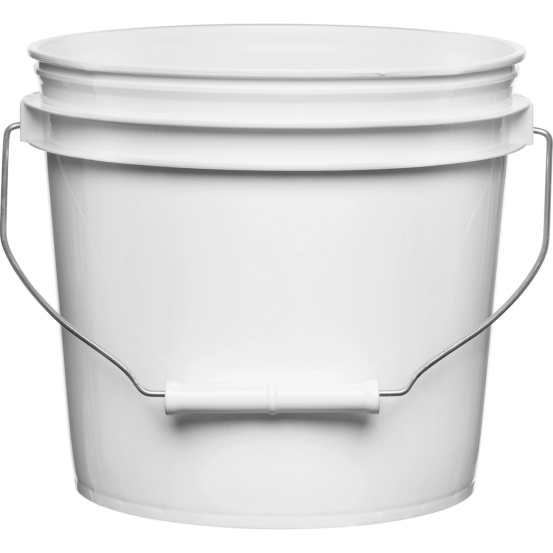 N1 1 Gallon White Plastic Pail w/Metal Handle and Plastic Grip (P8 Series) - Image 1