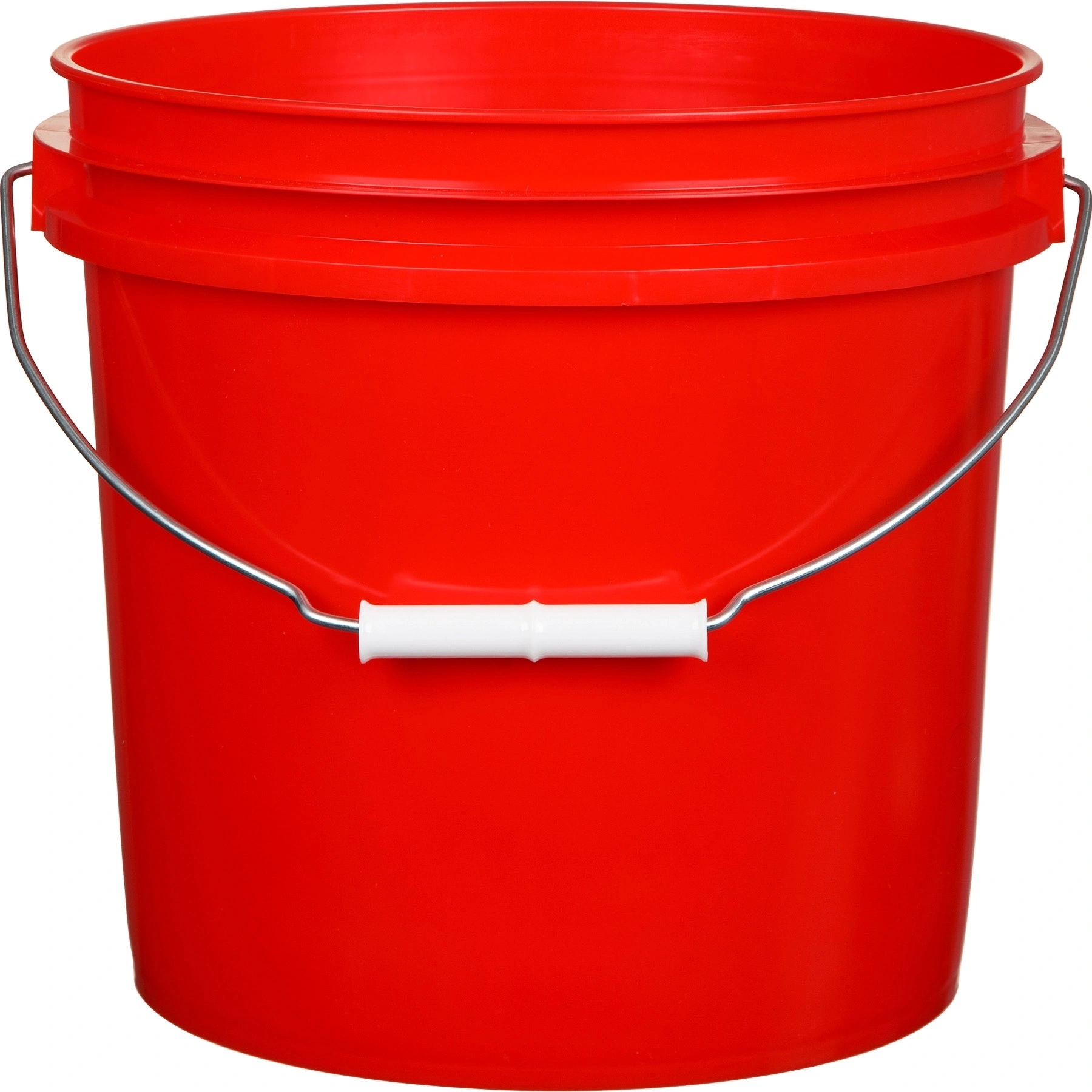 RED1 2 Gallon Red Plastic Pail with Metal Handle (P4 Series) - Image 1