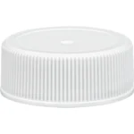 28mm 28-400 White Ribbed (Matte Top) Plastic Cap w/HIS for HDPE