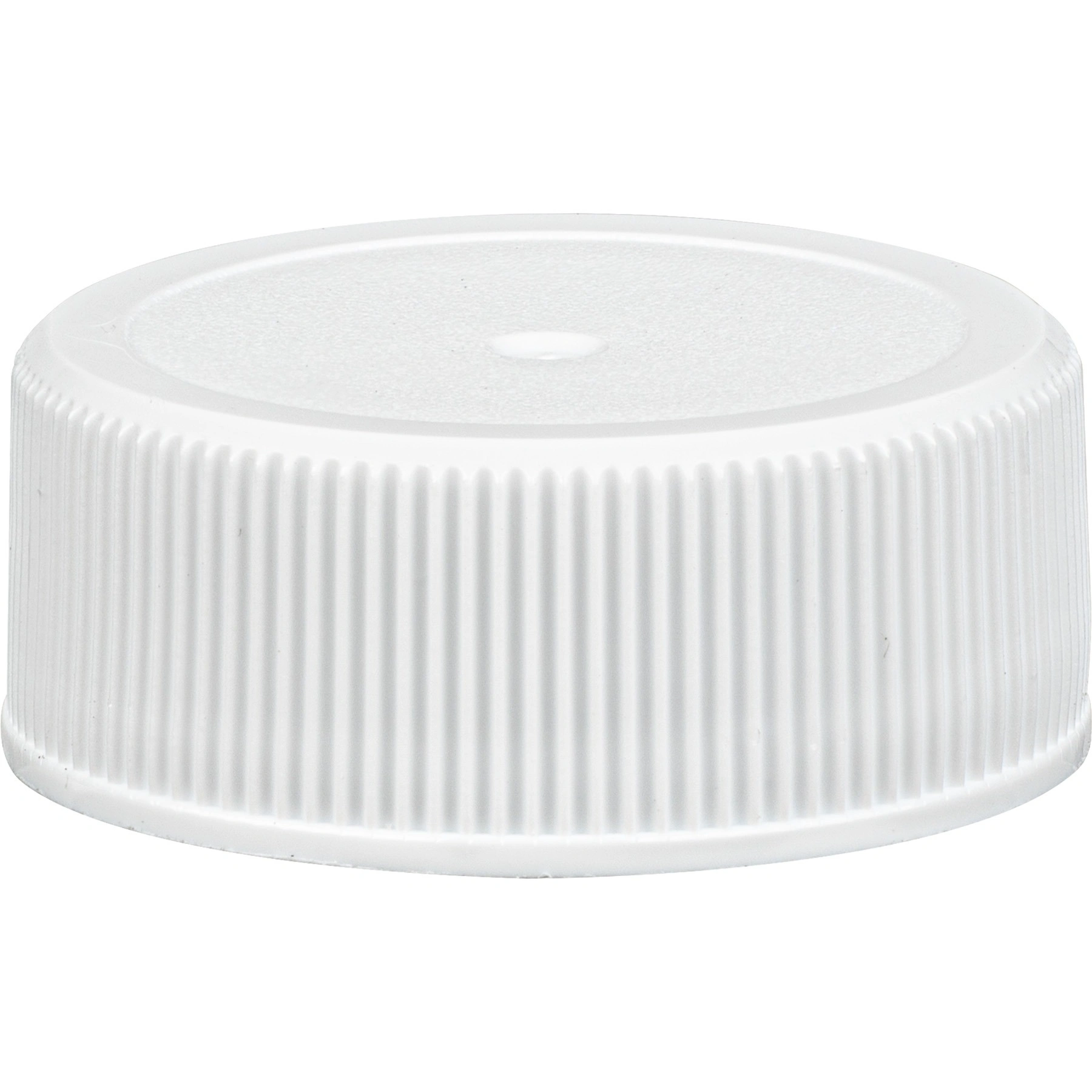 28mm-28-400-white-ribbed-matte-plastic-cap-heat-induction-liner-hdpe_67wf28_1 28mm 28-400 White Ribbed (Matte Top) Plastic Cap w/HIS for HDPE - Image 1
