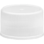 28mm 28-410 White Ribbed (Matte Top) Plastic Cap w/HIS for HDPE