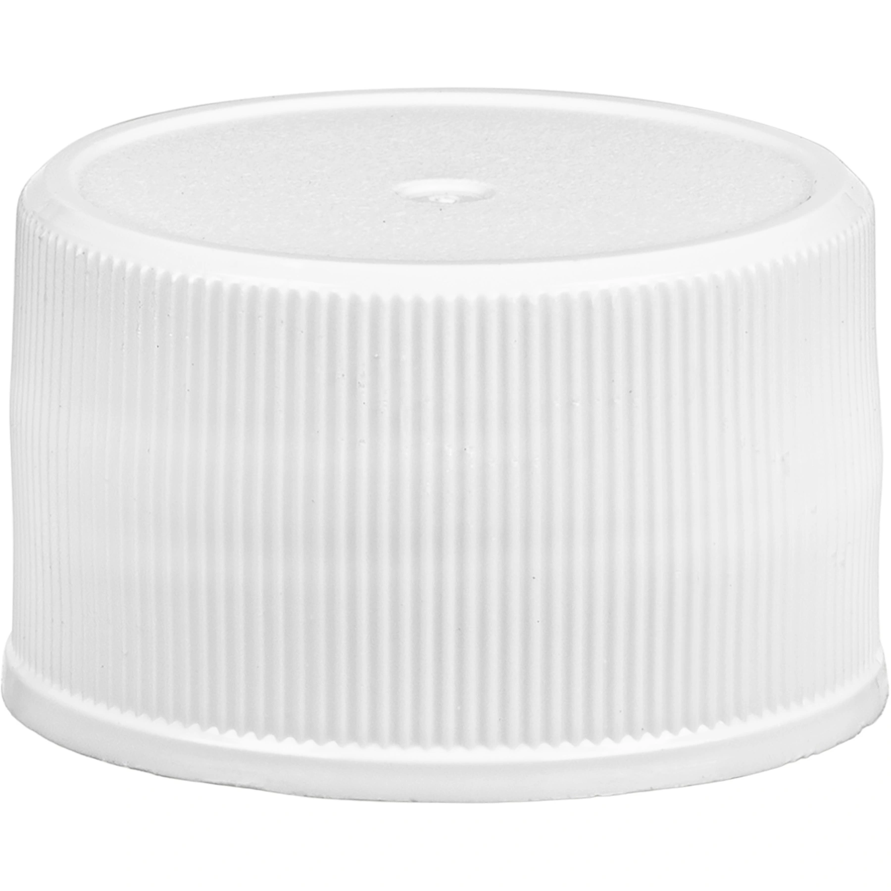 28mm-28-410-white-ribbed-matte-plastic-cap-heat-induction-liner-hdpe_67wf29_1 28mm 28-410 White Ribbed (Matte Top) Plastic Cap w/HIS for HDPE - Image 1