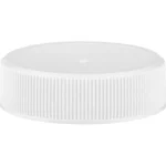 38mm 38-400 White Ribbed (Matte Top) Plastic Cap w/HIS for HDPE