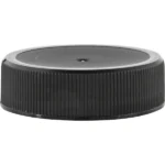 38mm 38-400 Black Ribbed (Matte Top) Plastic Cap w/Foam Liner (3-ply)