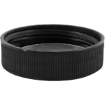 38mm 38-400 Black Ribbed (Matte Top) Plastic Cap w/HIS for HDPE - Image 2