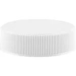 38mm 38-400 White Ribbed (Matte Top) Plastic Cap w/F217 & Pressure Sensitive Liner (Printed)