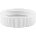 38mm 38-400 White Ribbed (Matte Top) Plastic Cap w/F217 & Pressure Sensitive Liner (Printed) - Image 2